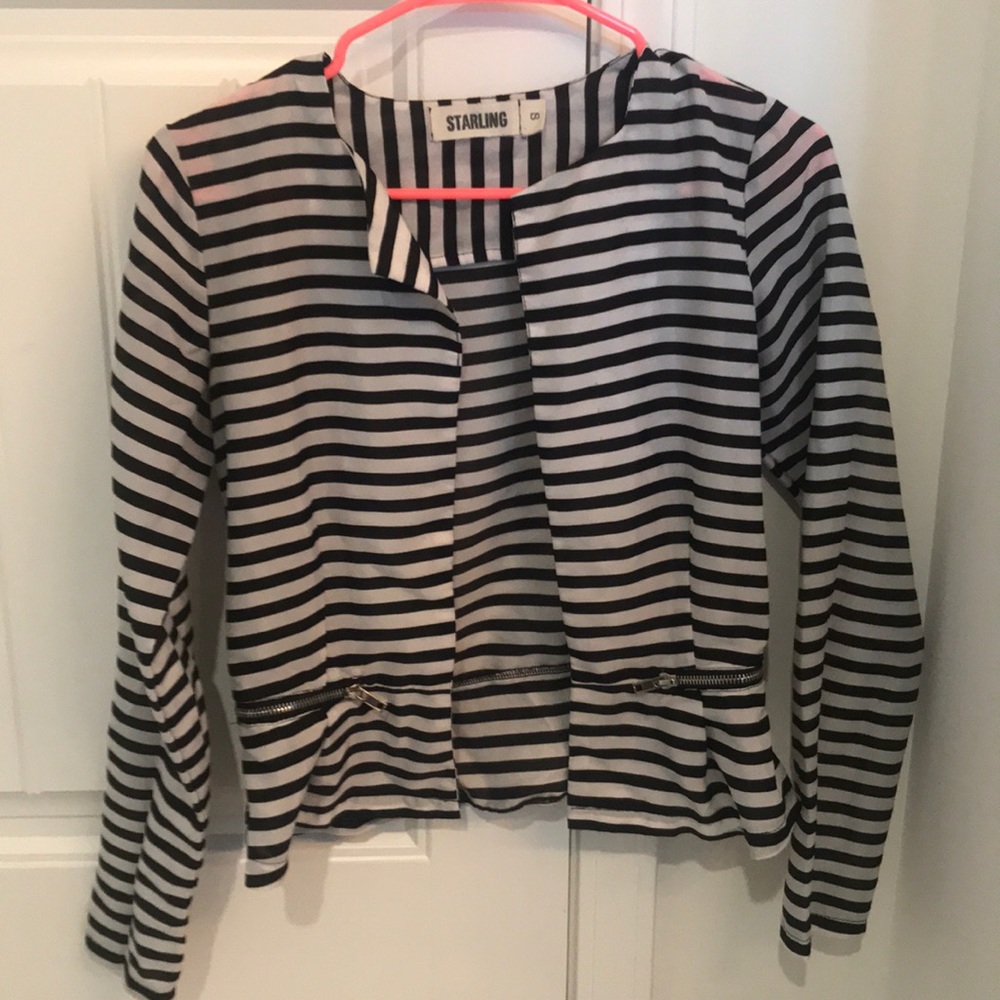 Striped chiffon lightweight blazer